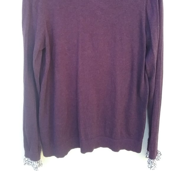 Layered Look Purple Contrast Floral Ruffle Collar Sweater Academia Gilmore Girls - Picture 3 of 12